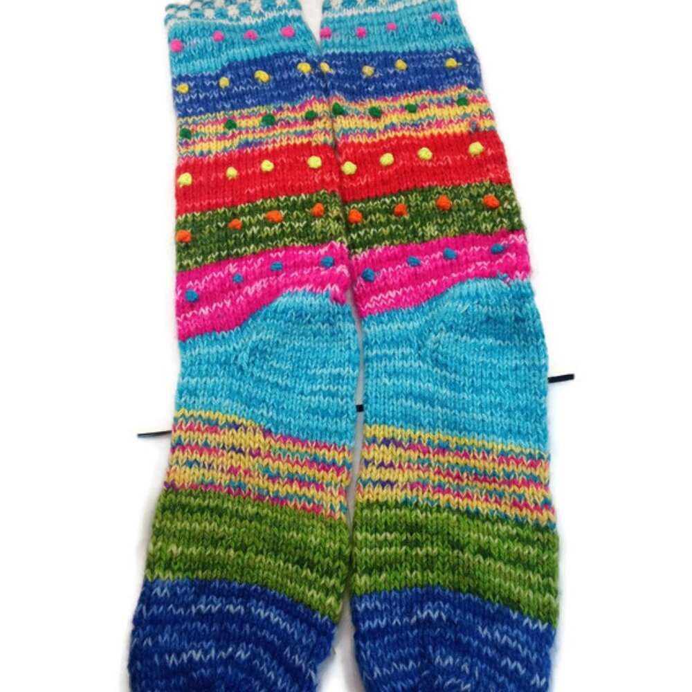 Hand Knitted Andean Wool Leg Warmers Perfect for Winter